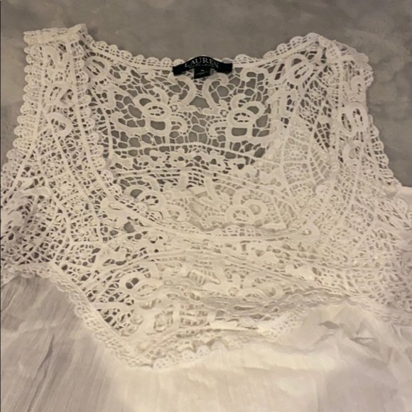 Ralph Laurent Women White Embroidered Sleeveless Tank Top Size Medium - Picture 3 of 4